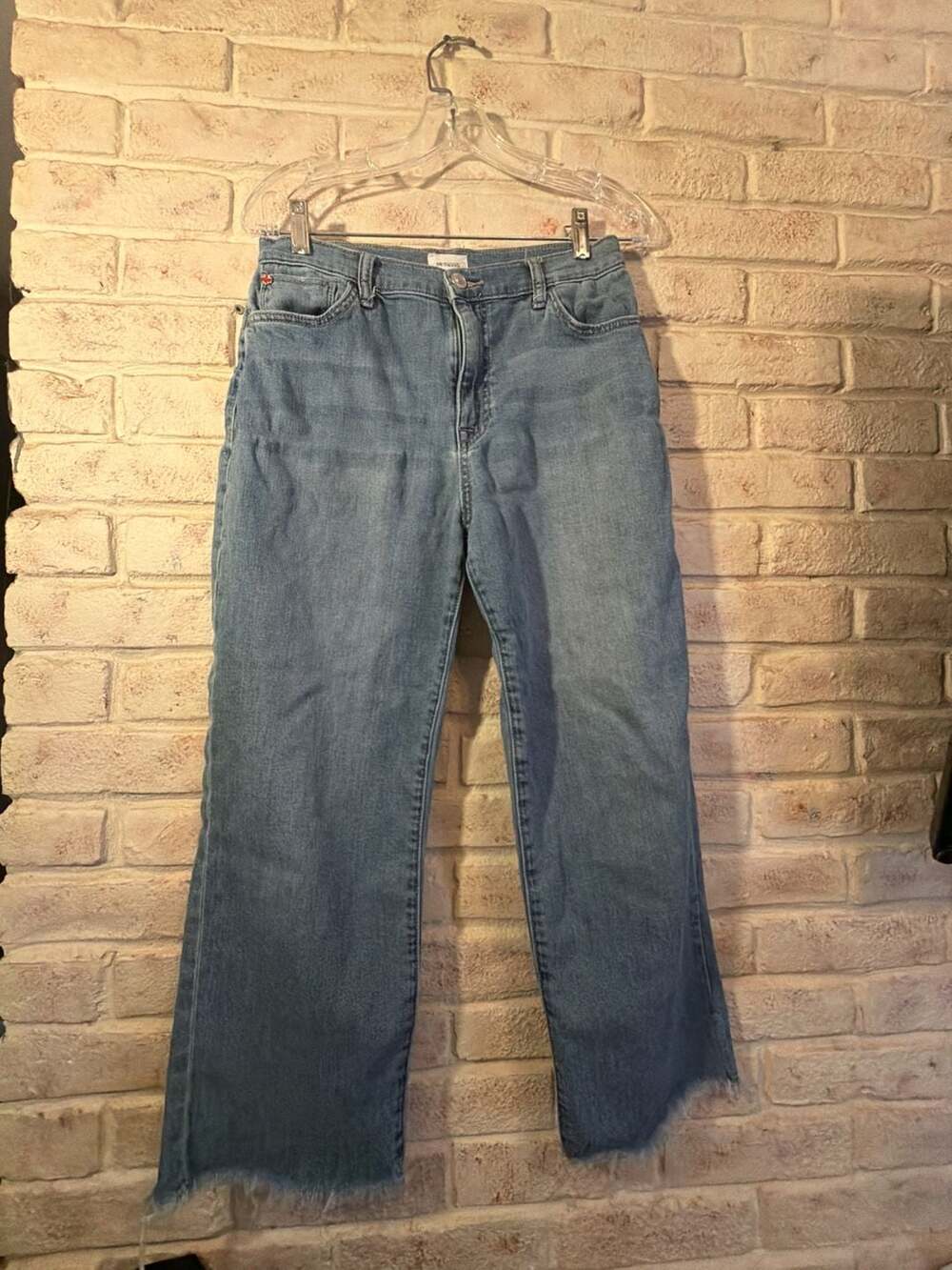 Hudson Noa Aim Mid-Rise Raw Hem Wide Leg Jeans